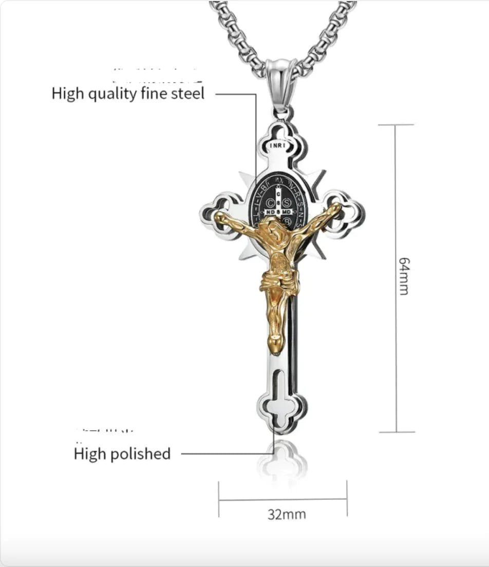 3D Stainless Steel Cross Necklace