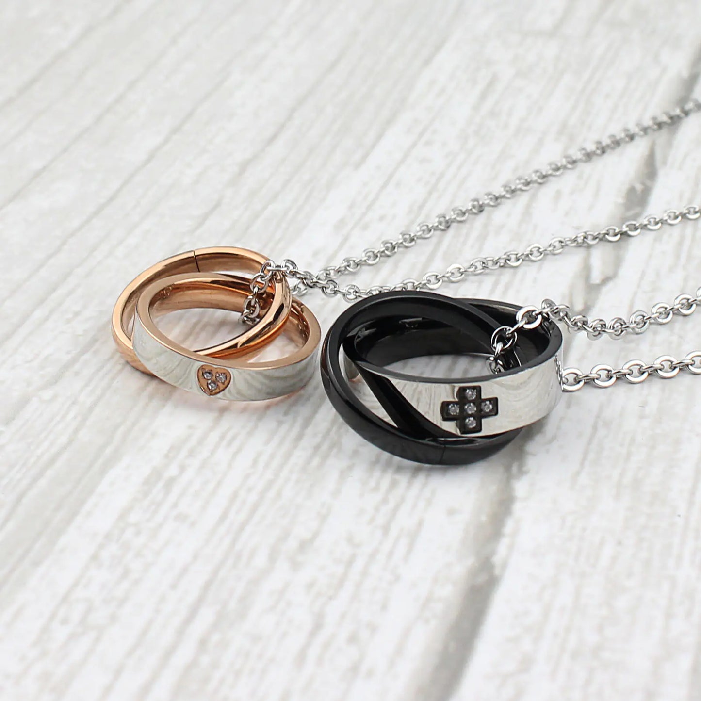 Titanium Steel Heart Cross Necklace