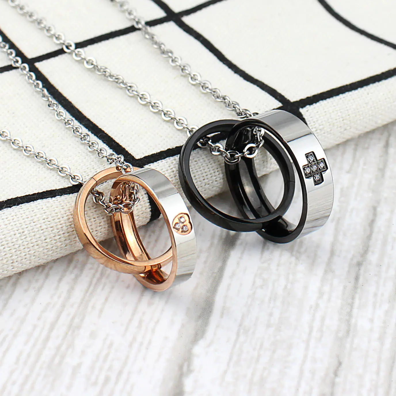 Titanium Steel Heart Cross Necklace
