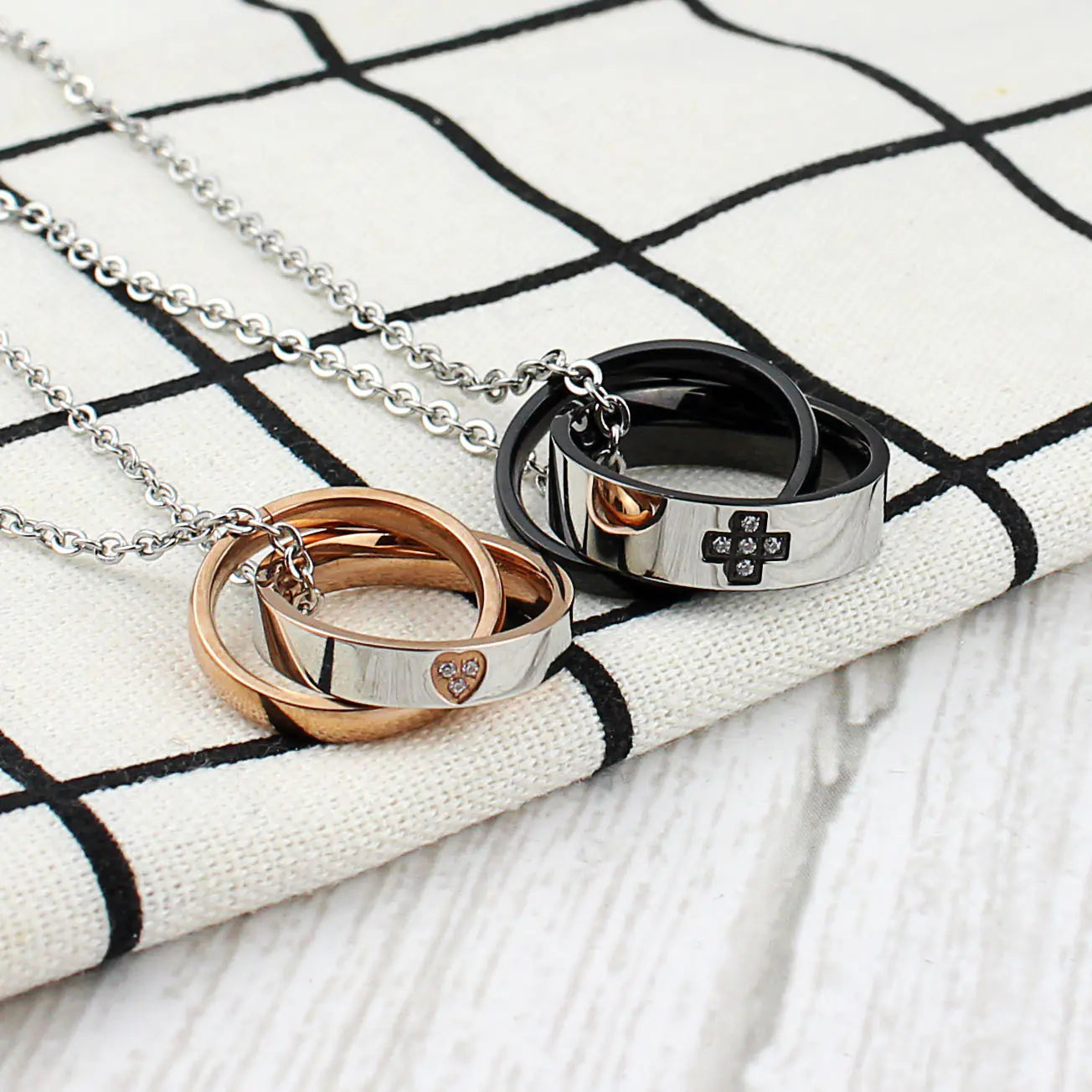 Titanium Steel Heart Cross Necklace